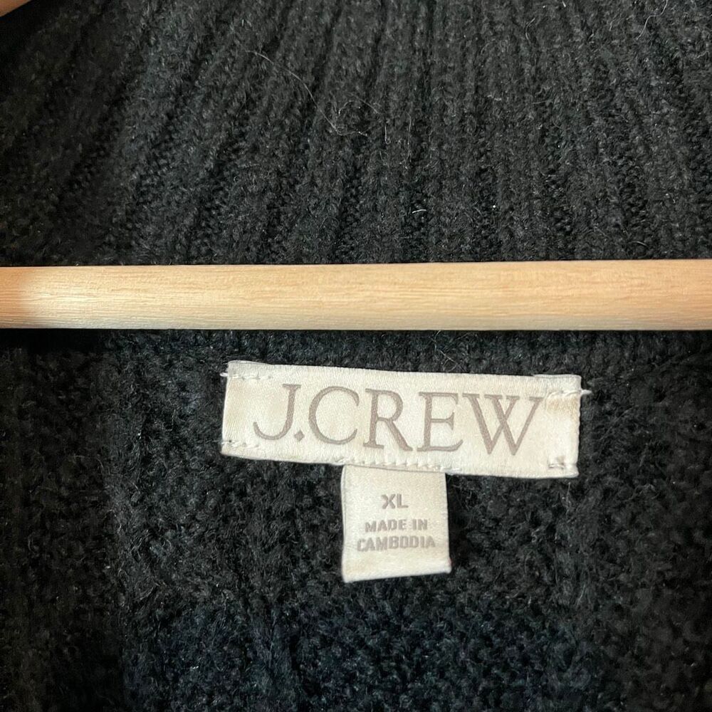 J. Crew Black Collared Cable Knit Button Down Car… - image 5